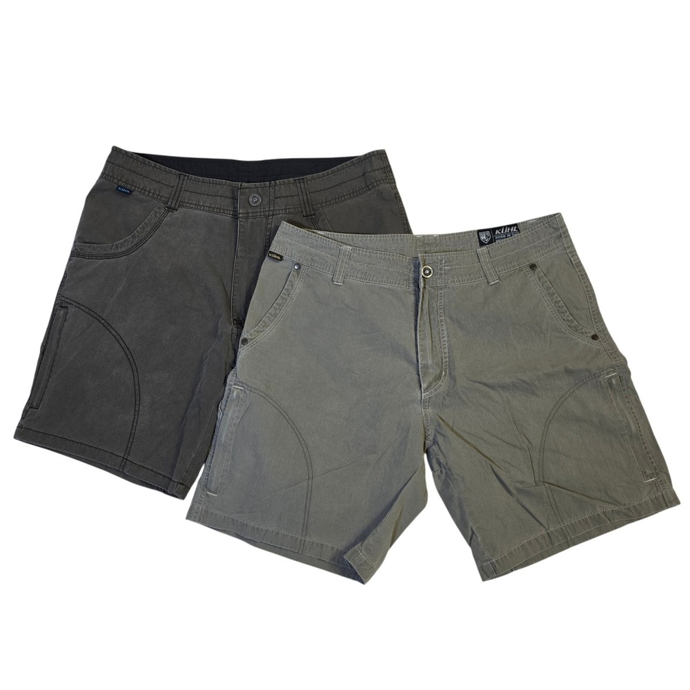 Kuhl Shorts Lot of 2 Size 33 Gray Green Mens Hiking Utility Patina Dye *READ*